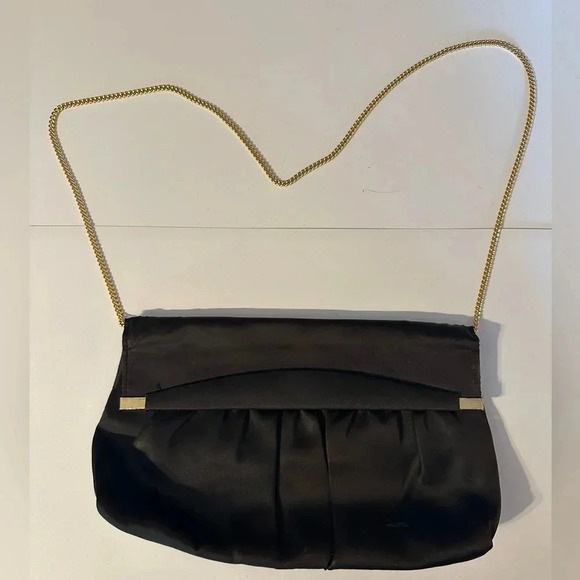 Andé | Black Satin Evening Shoulder Bag - Picture 1 of 6